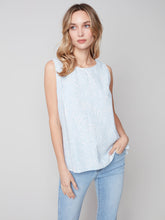 Load image into Gallery viewer, Charlie b Printed Linen Top with Back Button Detail

